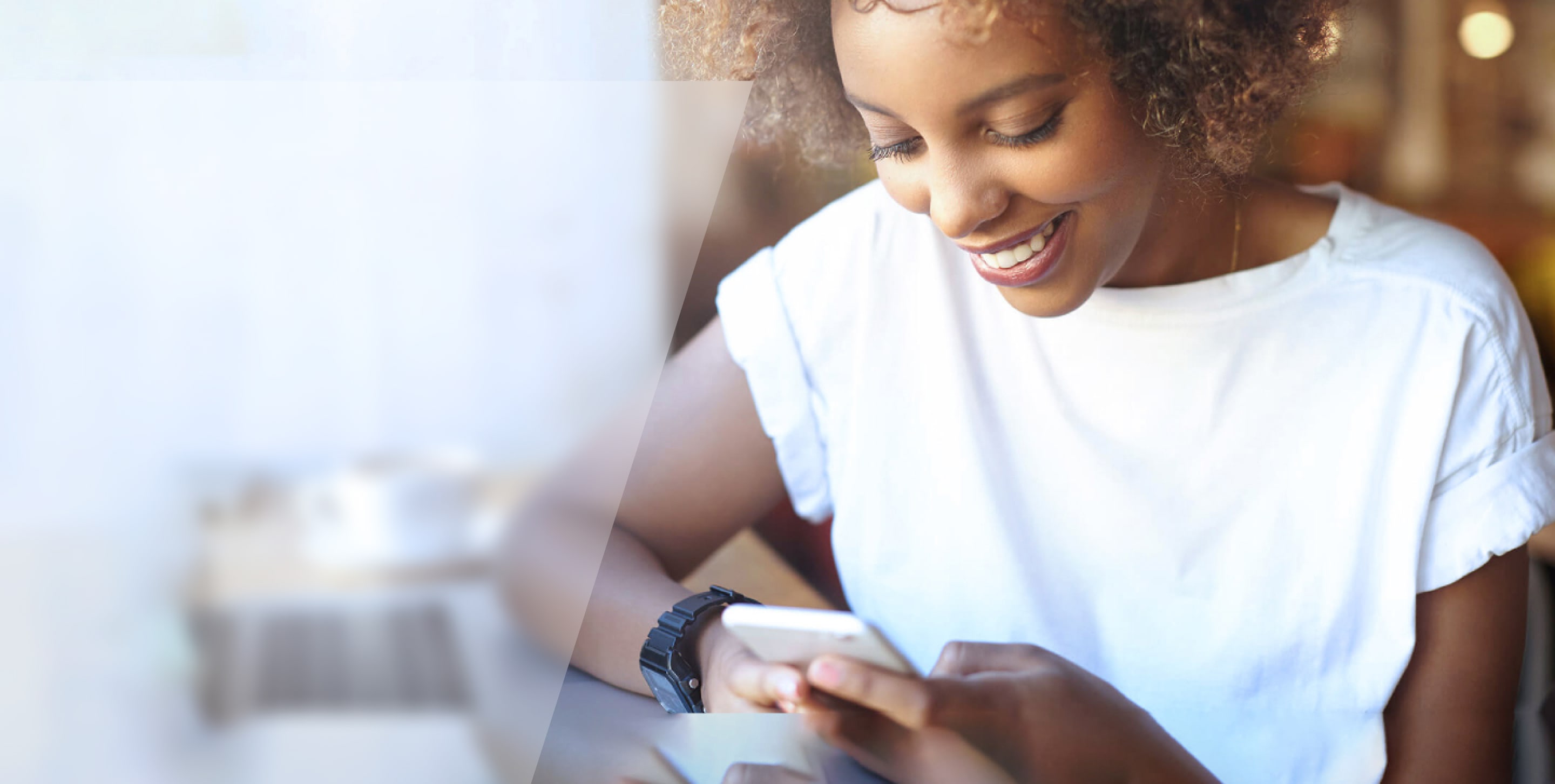 Woman looking down smiling